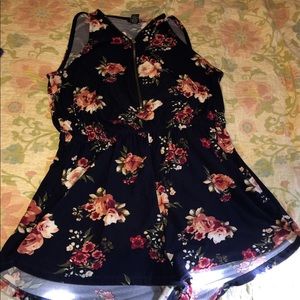 Floral navy romper